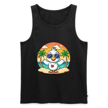 Lunettes de soleil de plage d’été de dessin animé drôle de cygne - Débardeur bio Premium Homme - noir - Devant - Michal (187cm)