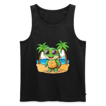 Schildkröte Lustige Cartoon Sommer Strand Sonnenbrille - Männer Premium Bio Tank Top - Schwarz - Vorne - Michal (187cm)