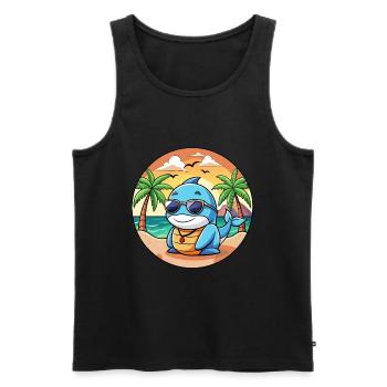 Lunettes de soleil de plage d’été de dessin animé drôle de baleine - Débardeur bio Premium Homme - noir - Devant - Michal (187cm)
