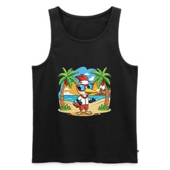 Woodpecker Lustige Cartoon Sommer Strand Sonnenbrille - Männer Premium Bio Tank Top - Schwarz - Vorne - Michal (187cm)