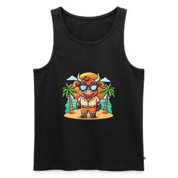 Bull Funny Cartoon Lunettes de soleil de plage d’été - Débardeur bio Premium Homme - noir - Devant - Michal (187cm)