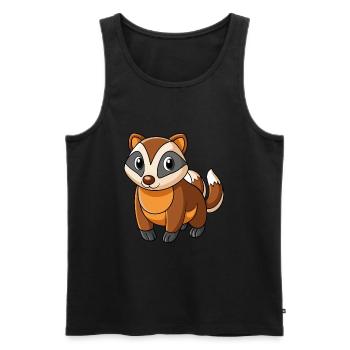 Blaireau Mascotte mignonne Personnage de dessin animé Kawaii - Débardeur bio Premium Homme - noir - Devant - AI Model Male 178 light (178cm)