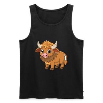 Buffalo Cute Mascot Cartoon Character Kawaii - Men's Premium Organic Tank Top - black - Front - Michal (187cm)