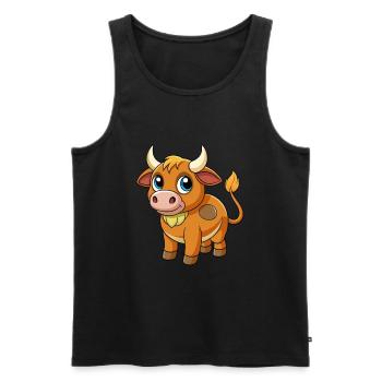 Bull Cute Mascot Cartoon Character Kawaii - Men's Premium Organic Tank Top - black - Front - Michal (187cm)