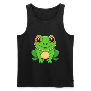 Frog Cute Mascot Cartoon Character Kawaii - Men's Premium Organic Tank Top - black - Front - Michal (187cm)