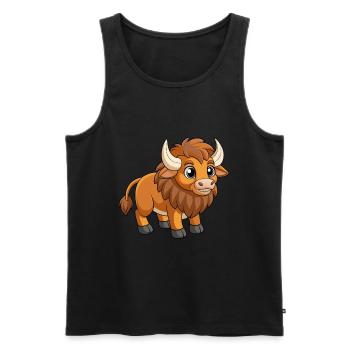 Bison Cute Mascot Cartoon Character Kawaii - Men's Premium Organic Tank Top - black - Front - Michal (187cm)