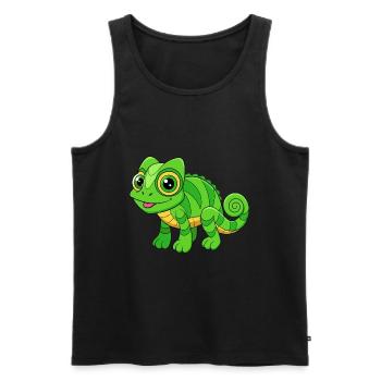 Chameleon Cute Mascot Cartoon Character Kawaii - Men's Premium Organic Tank Top - black - Front - AI Model Male 178 light (178cm)
