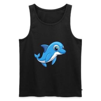 Delfin Niedliche Maskottchen Zeichentrickfigur Kawaii - Männer Premium Bio Tank Top - Schwarz - Vorne - Michal (187cm)