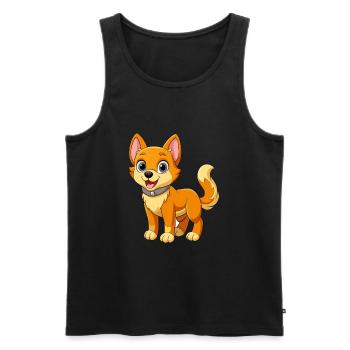 Dog Cute Mascot Cartoon Character Kawaii - Men's Premium Organic Tank Top - black - Front - Michal (187cm)
