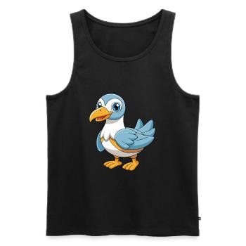 Albatross Cute Mascot Cartoon Character Kawaii - Men's Premium Organic Tank Top - black - Front - Michal (187cm)