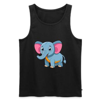 Elefant Niedliche Maskottchen Zeichentrickfigur Kawaii - Männer Premium Bio Tank Top - Schwarz - Vorne - AI Model Male 178 light (178cm)