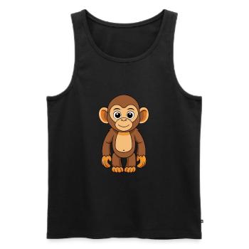 Chimpanzé Mascotte mignonne Personnage de dessin animé Kawaii - Débardeur bio Premium Homme - noir - Devant - Michal (187cm)
