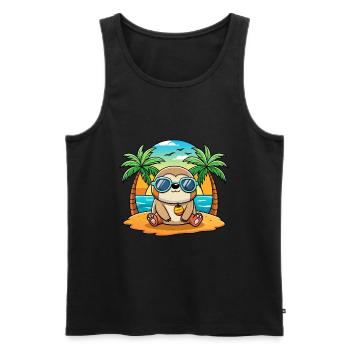 Sloth Funny Cartoon Summer Beach Sunglasses - Men's Premium Organic Tank Top - black - Front - AI Model Male 178 light (178cm)