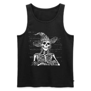 Sorcière squelette sombre avec chapeau de sorcière - Débardeur bio Premium Homme - noir - Devant - AI Model Male 178 light (178cm)