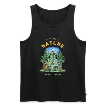 life with nature - Männer Premium Bio Tank Top - Schwarz - Vorne - AI Model Male 178 light (178cm)