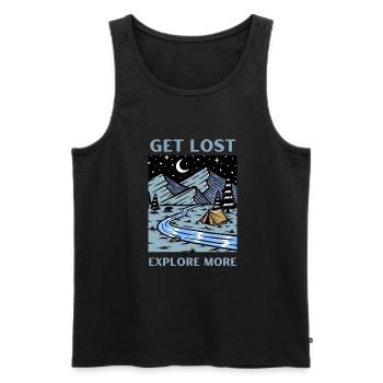 funny camping shirt - Männer Premium Bio Tank Top - Schwarz - Vorne - AI Model Male 178 light (178cm)