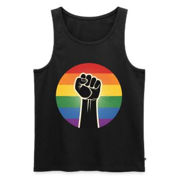 LGBTQ Rights Fist - Men's Premium Organic Tank Top - black - Front - Michal (187cm)