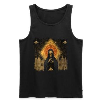 Dark Horror Painting Skeleton with Cloak - Men's Premium Organic Tank Top - black - Front - AI Model Male 178 light (178cm)