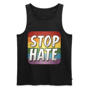 LGBTQ Stop Hate - Männer Premium Bio Tank Top - Schwarz - Vorne - AI Model Male 178 light (178cm)