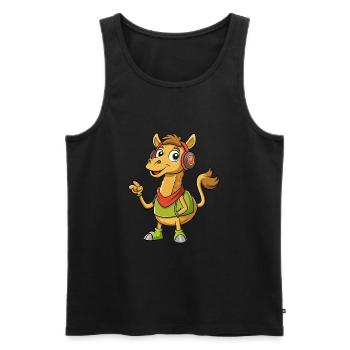 Camel Funny Cartoon Character Headphone Music - Men's Premium Organic Tank Top - black - Front - Michal (187cm)