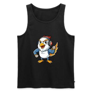 Falcon Funny Cartoon Character Headphone Music - Men's Premium Organic Tank Top - black - Front - Michal (187cm)