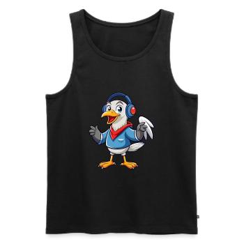 Albatross Funny Cartoon Character Headphone Music - Men's Premium Organic Tank Top - black - Front - Michal (187cm)
