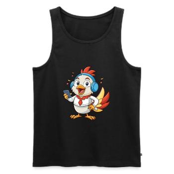 Chicken Funny Cartoon Character Headphone Music - Men's Premium Organic Tank Top - black - Front - Michal (187cm)