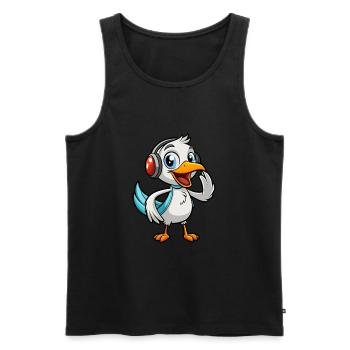 Pelican Funny Cartoon Character Headphone Music - Men's Premium Organic Tank Top - black - Front - Michal (187cm)
