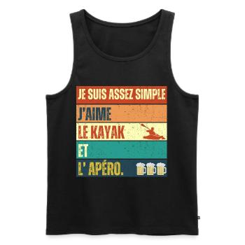 J' aime le kayak et l' apéro humour kayakiste - Débardeur bio Premium Homme - noir - Devant - Michal (187cm)