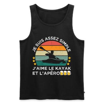 J' aime le kayak et l' apéro humour kayakiste - Débardeur bio Premium Homme - noir - Devant - Michal (187cm)