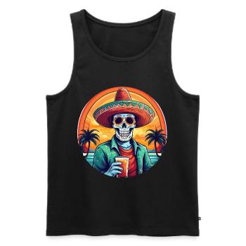 5 de Mayo Party Drinko de Mayo Sugar Skull Drink - Men's Premium Organic Tank Top - black - Front - Michal (187cm)