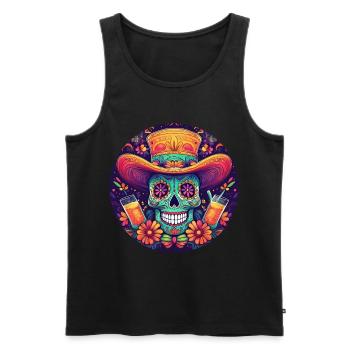 5 de Mayo Party Drinko de Mayo Sugar Skull Drink - Débardeur bio Premium Homme - noir - Devant - Michal (187cm)