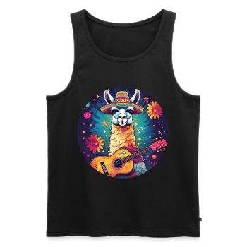 5 de Mayo Party Drinko de Mayo Lama and Guitar - Men's Premium Organic Tank Top - black - Front - Michal (187cm)