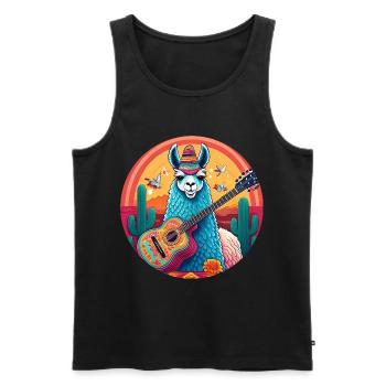 5 de Mayo Party Drinko de Mayo Lama and Guitar - Men's Premium Organic Tank Top - black - Front - Michal (187cm)