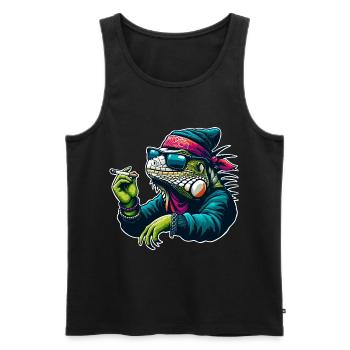 Cool Iguana Rocker - Men's Premium Organic Tank Top - black - Front - AI Model Male 178 light (178cm)