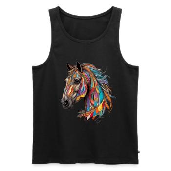 coloré Cheval Tête de Cheval Nuestern Tête de Cheval - Débardeur bio Premium Homme - noir - Devant - Michal (187cm)