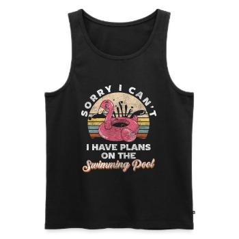 Pool Flamingo Sun Friends - Men's Premium Organic Tank Top - black - Front - Michal (187cm)