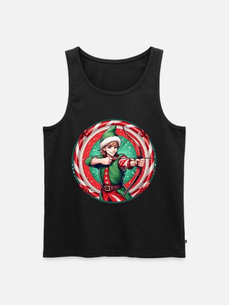Weihnachtself Bogenschießen - Männer Premium Bio Tank Top - Schwarz