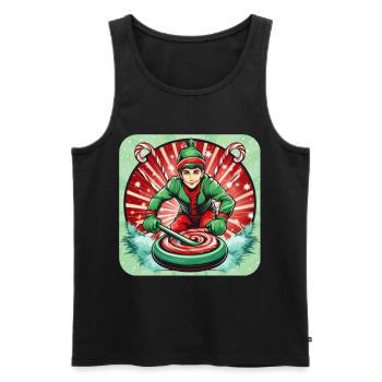 Weihnachtself Curling - Männer Premium Bio Tank Top - Schwarz - Vorne - Michal (187cm)