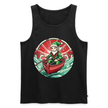 Aviron de lutin de Noël - Débardeur bio Premium Homme - noir - Devant - Michal (187cm)