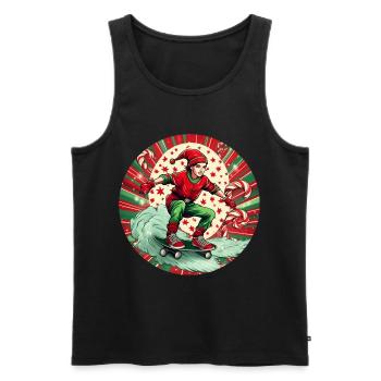 Christmas Elf Skateboarding - Men's Premium Organic Tank Top - black - Front - Michal (187cm)