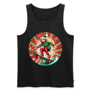 Christmas Elf Skateboarding - Men's Premium Organic Tank Top - black - Front - Michal (187cm)