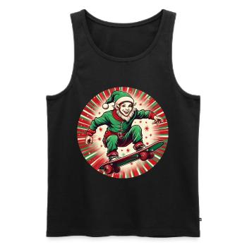 Christmas Elf Skateboarding - Men's Premium Organic Tank Top - black - Front - Michal (187cm)