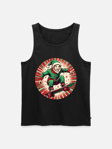 Christmas Elf Skateboarding - Men's Premium Organic Tank Top - black