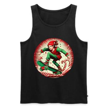 Christmas Elf Skateboarding - Men's Premium Organic Tank Top - black - Front - Michal (187cm)