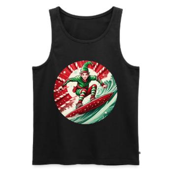 Christmas elf surfing - Men's Premium Organic Tank Top - black - Front - AI Model Male 178 light (178cm)