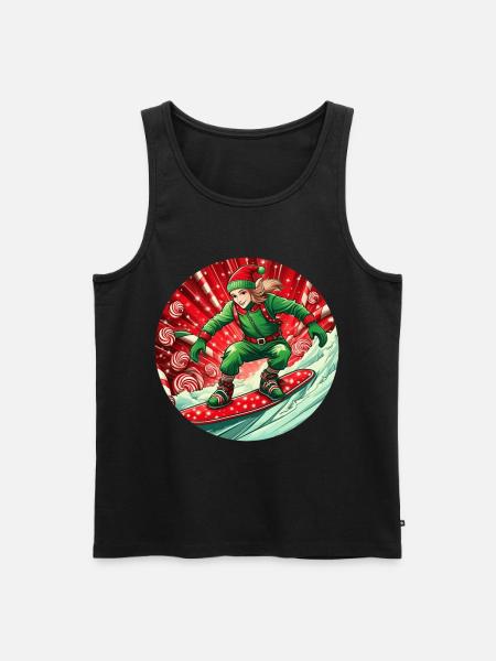 Christmas Elf Snowboarding - Men's Premium Organic Tank Top - black