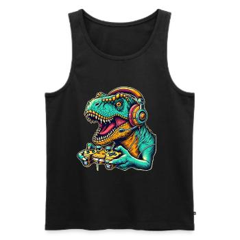 T Rex Dinosaur Gaming - Débardeur bio Premium Homme - noir - Devant - AI Model Male 178 light (178cm)