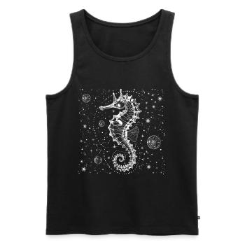 Vintage Space Nautical Design Seahorse - Men's Premium Organic Tank Top - black - Front - AI Model Male 178 light (178cm)