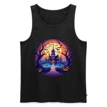 Gruseliges Halloween-party-kostüm, Halloween-villa - Men's Premium Organic Tank Top - black - Front - Michal (187cm)